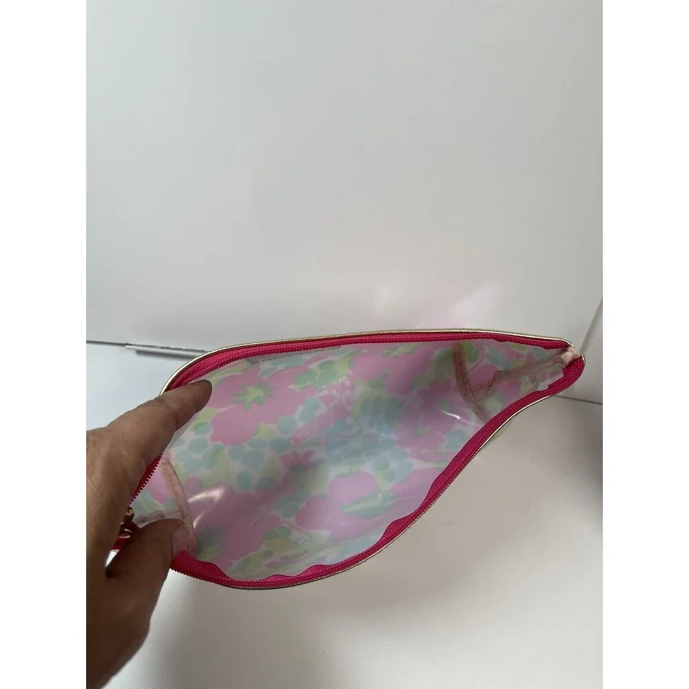 Lilly Pulitzer Bundle Lot Of 2 Vinyl Estee Lauder Zip Bags & Notebook